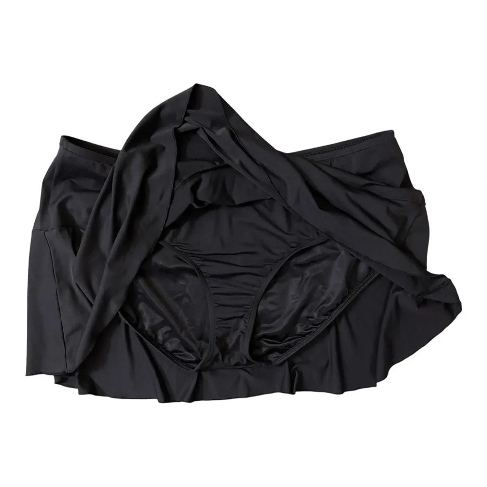 Lands' End Black Ruffle Swim Skirt